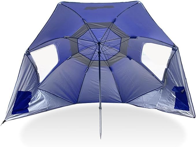 Sport-Brella Super-Brella SPF 50+ Sun and Rain Canopy Umbrella for Camping, Beach and Sports Events (8-Foot, Blue) - CookCave