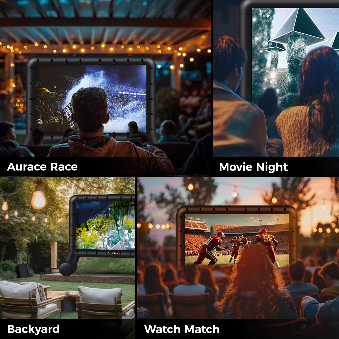 SPORTSWIN 16FT Inflatable Outdoor Movie Screen, Blow up Projector Screen Outdoor with Air Blower, Movie Screens for Backyard with one Piece Design, Front & Rear Projection, Easy Set up - CookCave