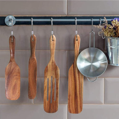 Spurtle Set, Natural Acacia Wooden Kitchen Utensils Set of 4, Wooden Spoons Utensils for Cooking, stirring, Mixing, Serving, spurtles kitchen tools as seen on tv for NonSick Cookware - CookCave