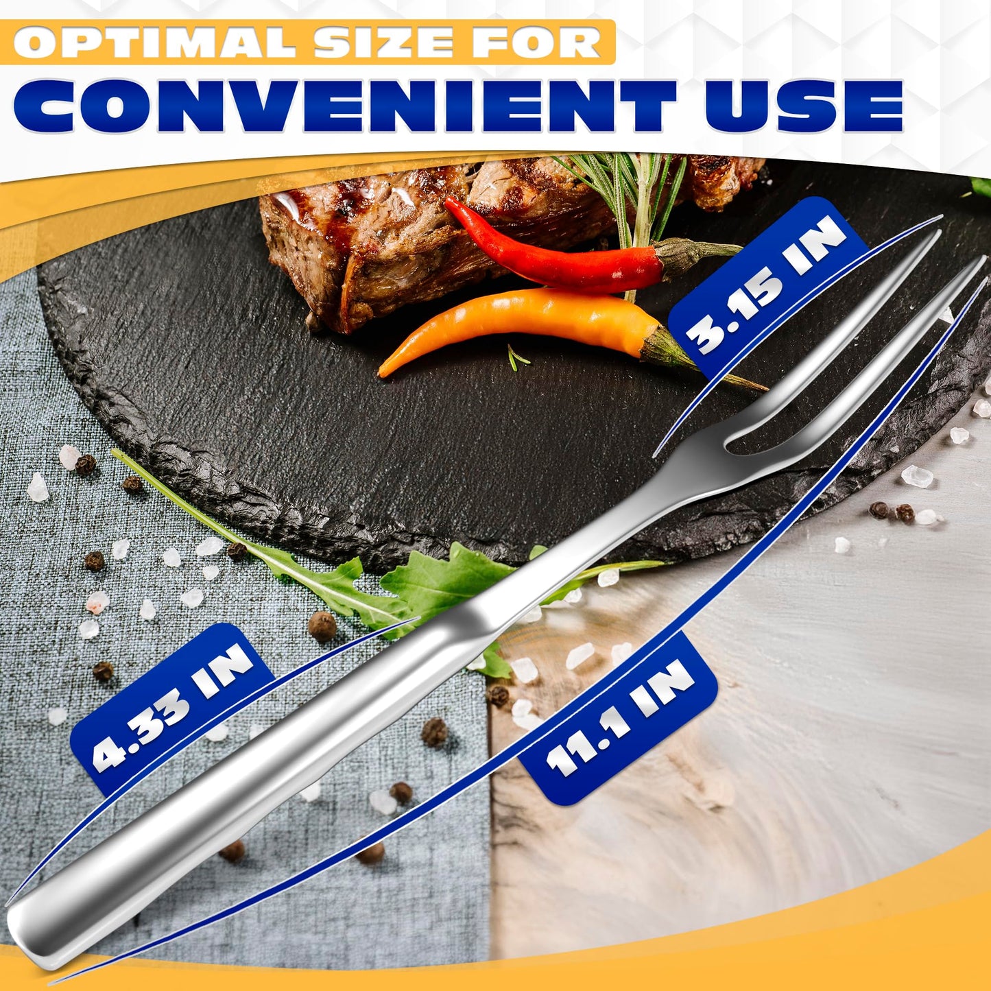 Stainless Steel Carving Fork for Meat – Two-Prong Meat Fork with Ergonomic Handle, Designed for Grilling and Serving – Durable, Easy-to-Use Design for Classic BBQ and Kitchen Tasks - CookCave