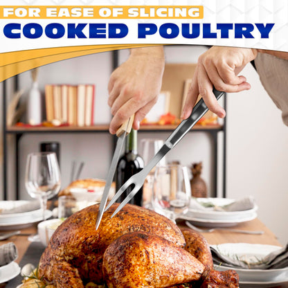 Stainless Steel Carving Fork for Meat – Two-Prong Meat Fork with Ergonomic Handle, Designed for Grilling and Serving – Durable, Easy-to-Use Design for Classic BBQ and Kitchen Tasks - CookCave