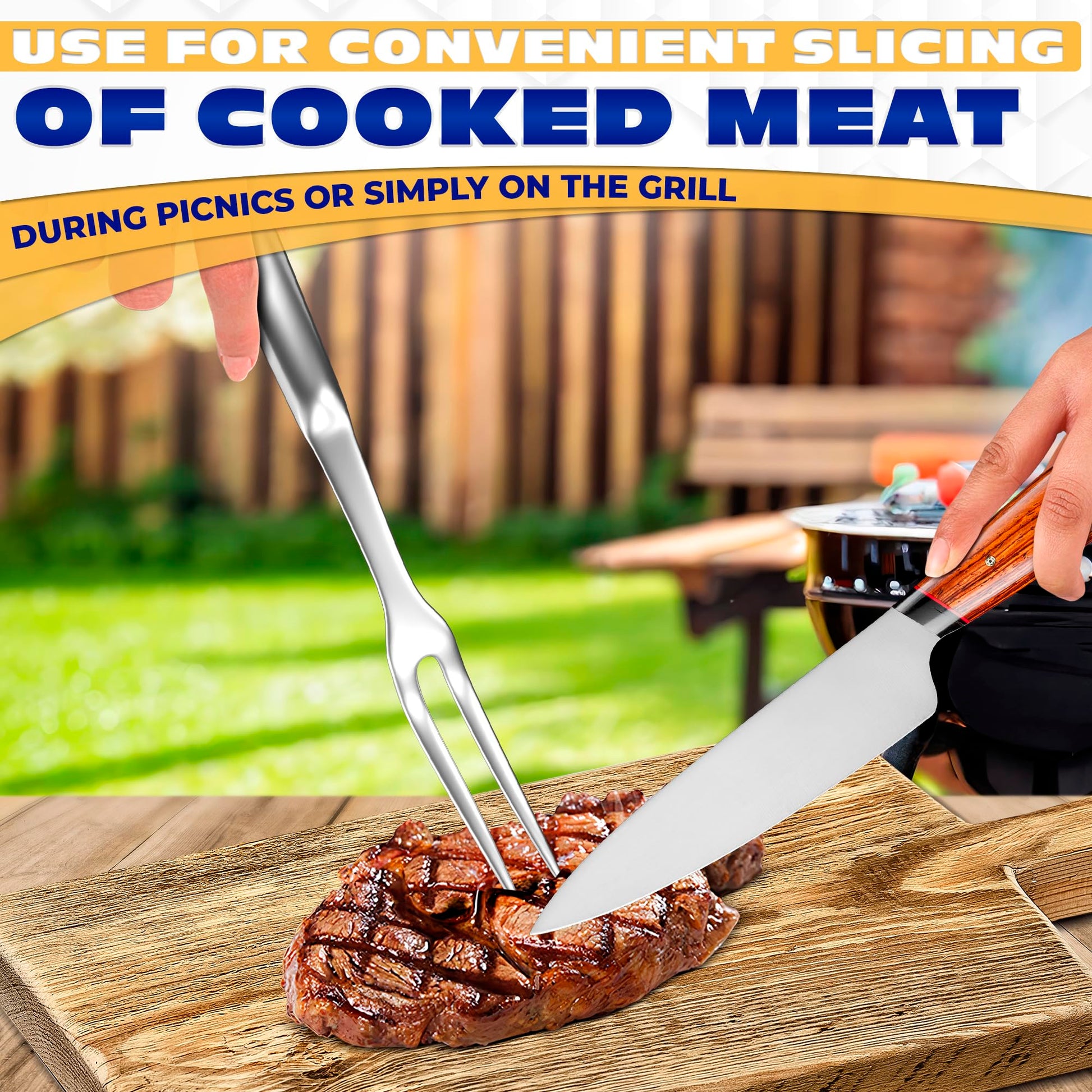 Stainless Steel Carving Fork for Meat – Two-Prong Meat Fork with Ergonomic Handle, Designed for Grilling and Serving – Durable, Easy-to-Use Design for Classic BBQ and Kitchen Tasks - CookCave