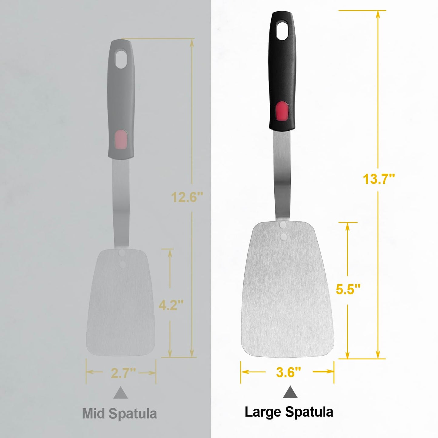Stainless Steel Flexible Spatula Solid Turner, XiaoZu Thin Metal Spatula for Cast Iron Skillet, Thin Blade and Heat Resistant Silicone Handle, Great for Egg, Cookie, Meat, Crep, Large - CookCave
