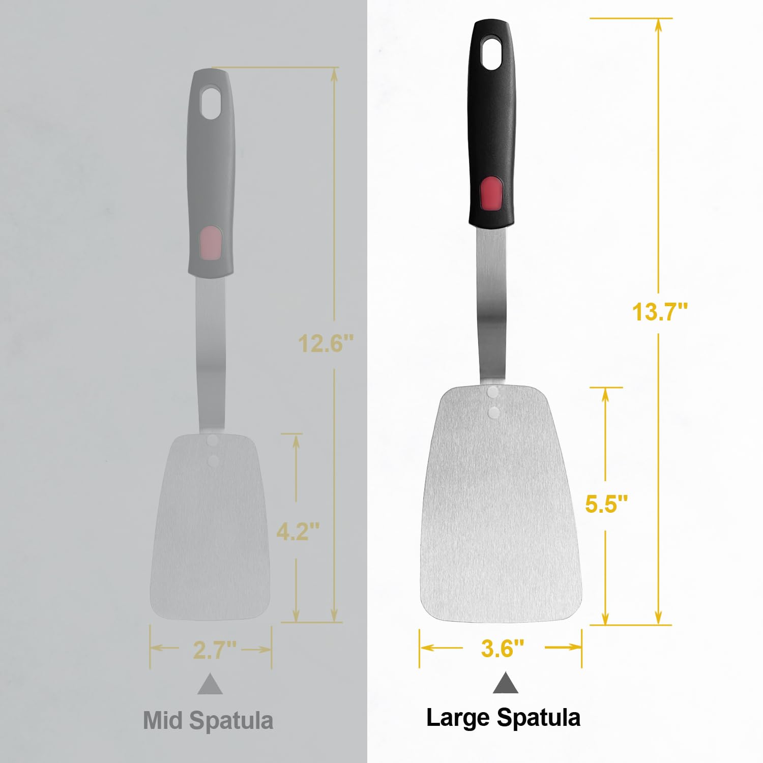 Stainless Steel Flexible Spatula Solid Turner, XiaoZu Thin Metal Spatula for Cast Iron Skillet, Thin Blade and Heat Resistant Silicone Handle, Great for Egg, Cookie, Meat, Crep, Large - CookCave