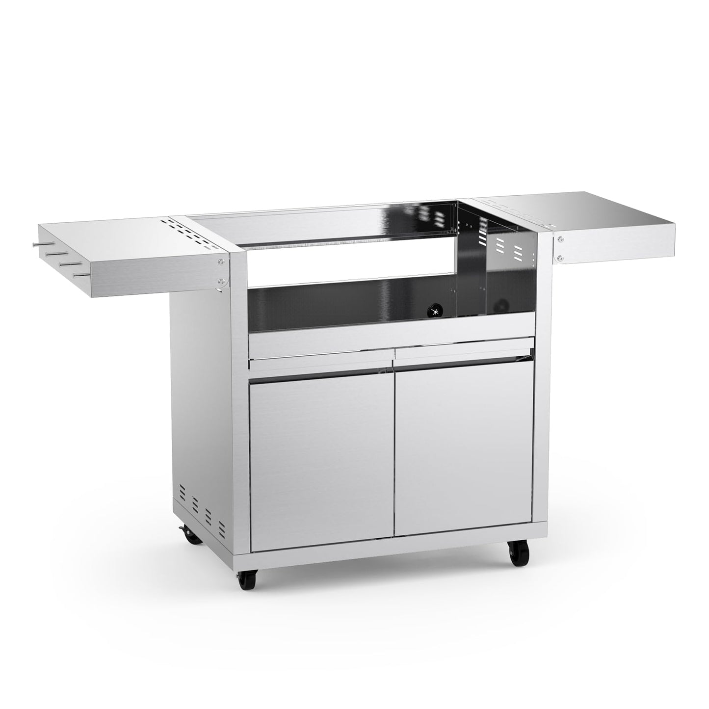 Stainless Steel Grill Cart for Hygrill 4-Burner Built-in Gas Grill, Outdoor Kitchen Island with Foldable Side Shelves and Storage Cabinet - CookCave