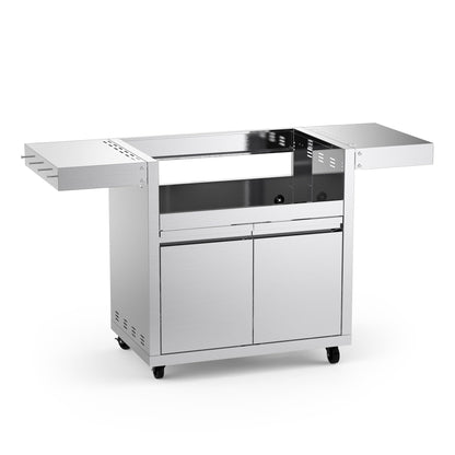 Stainless Steel Grill Cart for Hygrill 4-Burner Built-in Gas Grill, Outdoor Kitchen Island with Foldable Side Shelves and Storage Cabinet - CookCave