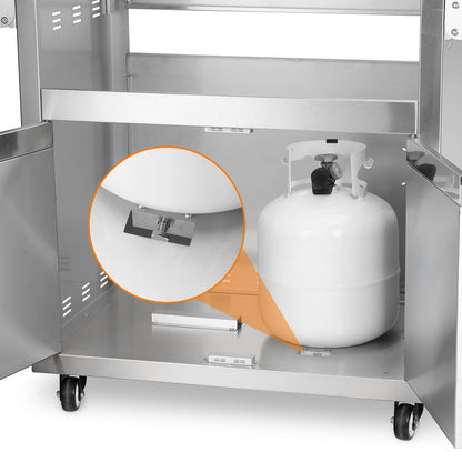 Stainless Steel Grill Cart for Hygrill 5-Burner Built-in Gas Grill, Outdoor Kitchen Island with Foldable Side Shelves and Storage Cabinet - CookCave