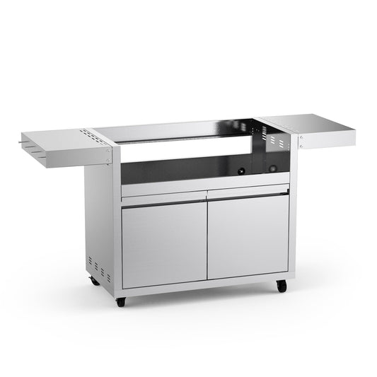 Stainless Steel Grill Cart for Hygrill 5-Burner Built-in Gas Grill, Outdoor Kitchen Island with Foldable Side Shelves and Storage Cabinet - CookCave