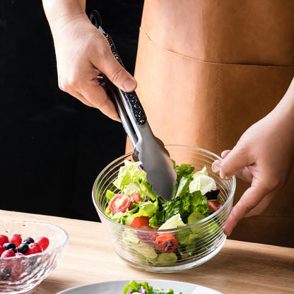 Stainless Steel Kitchen Cooking Tongs, 9" and 12" Set of 2 Sturdy Grilling Barbeque Brushed Locking Food Tongs with Ergonomic Grip, Black,tongs for cooking - CookCave