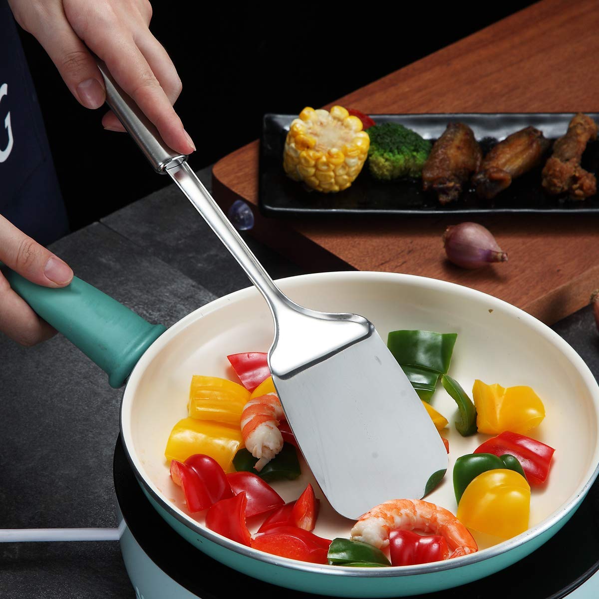 Stainless Steel Spatulas, Berglander Solid Turner,Barbecue Spatulas, Metal Spatulas Turner For Cooking, Kitchen Spatula Spatulas For Nonstick Cookware, Dishwasher Safe, Easy to Clean - CookCave