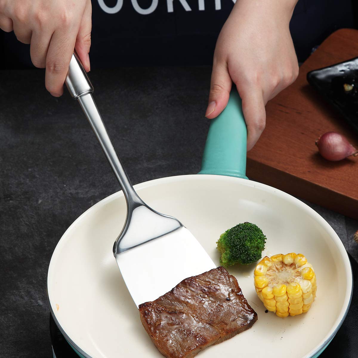 Stainless Steel Spatulas, Berglander Solid Turner,Barbecue Spatulas, Metal Spatulas Turner For Cooking, Kitchen Spatula Spatulas For Nonstick Cookware, Dishwasher Safe, Easy to Clean - CookCave