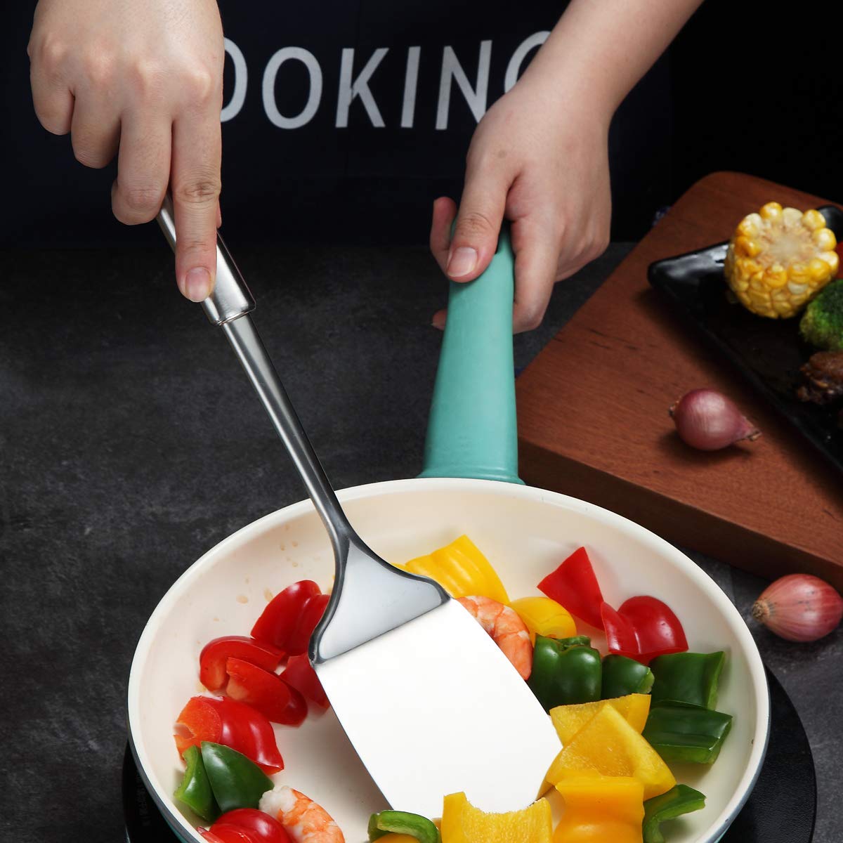 Stainless Steel Spatulas, Berglander Solid Turner,Barbecue Spatulas, Metal Spatulas Turner For Cooking, Kitchen Spatula Spatulas For Nonstick Cookware, Dishwasher Safe, Easy to Clean - CookCave