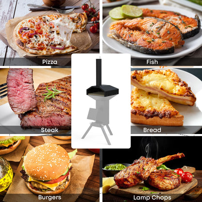 Stanbroil 14 Inch Outdoor Pizza Oven Box Fits Wood Burning Stove, Wood Fired Pizza Maker with Pizza Stone for Grill/Stove Top - CookCave