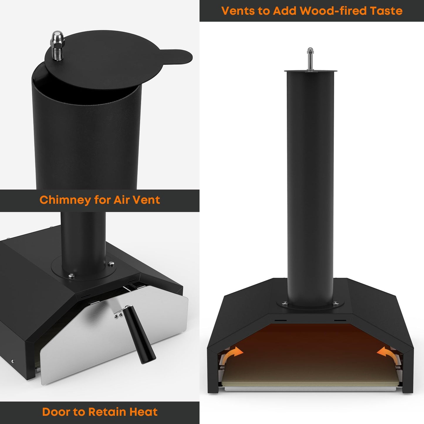 Stanbroil 14 Inch Outdoor Pizza Oven Box Fits Wood Burning Stove, Wood Fired Pizza Maker with Pizza Stone for Grill/Stove Top - CookCave