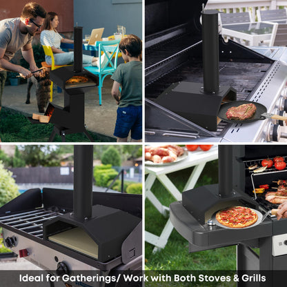 Stanbroil 14 Inch Outdoor Pizza Oven Box Fits Wood Burning Stove, Wood Fired Pizza Maker with Pizza Stone for Grill/Stove Top - CookCave