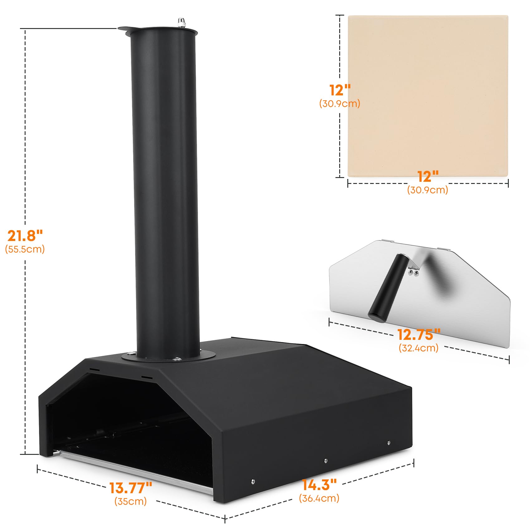 Stanbroil 14 Inch Outdoor Pizza Oven Box Fits Wood Burning Stove, Wood Fired Pizza Maker with Pizza Stone for Grill/Stove Top - CookCave