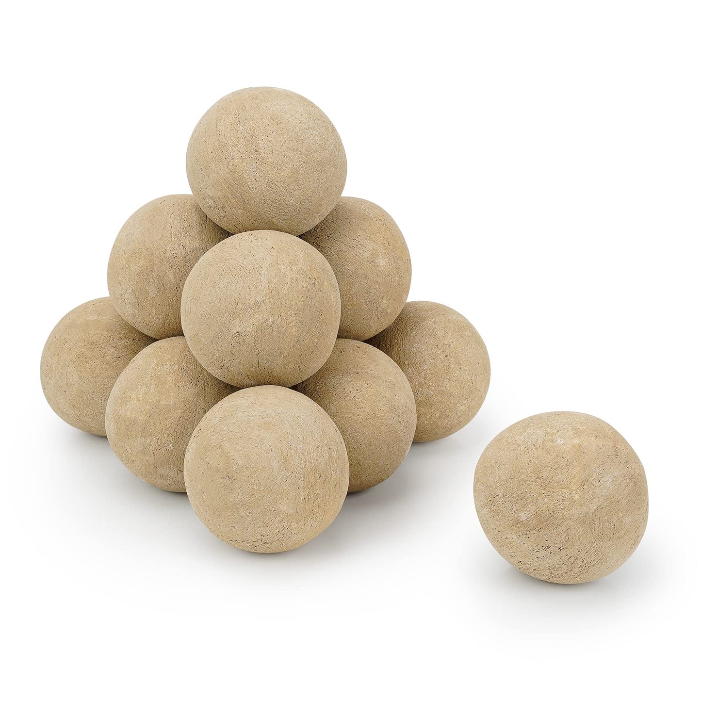 Stanbroil Ceramic Fire Balls - 4” Round Fire Stones for Fire Pit Fire Bowl and Fireplace - Set of 12, Beige - CookCave