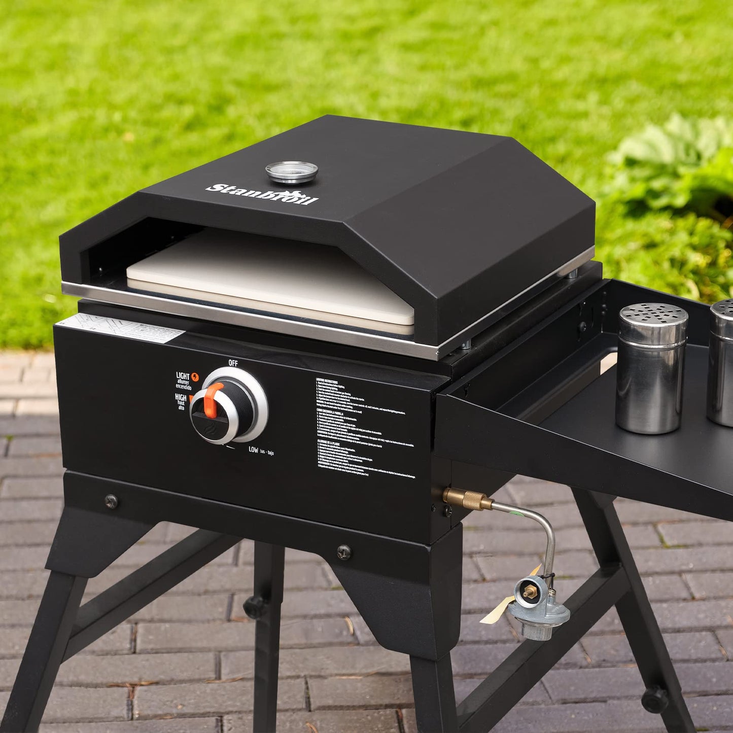 Stanbroil Outdoor Pizza Oven for Blackstone 17" or 22" Tabletop Griddles, Portable Pizza Maker with 13" Pizza Stone and Temperature Gauge, Blackstone Flat Top Gas Grill Accessories - CookCave