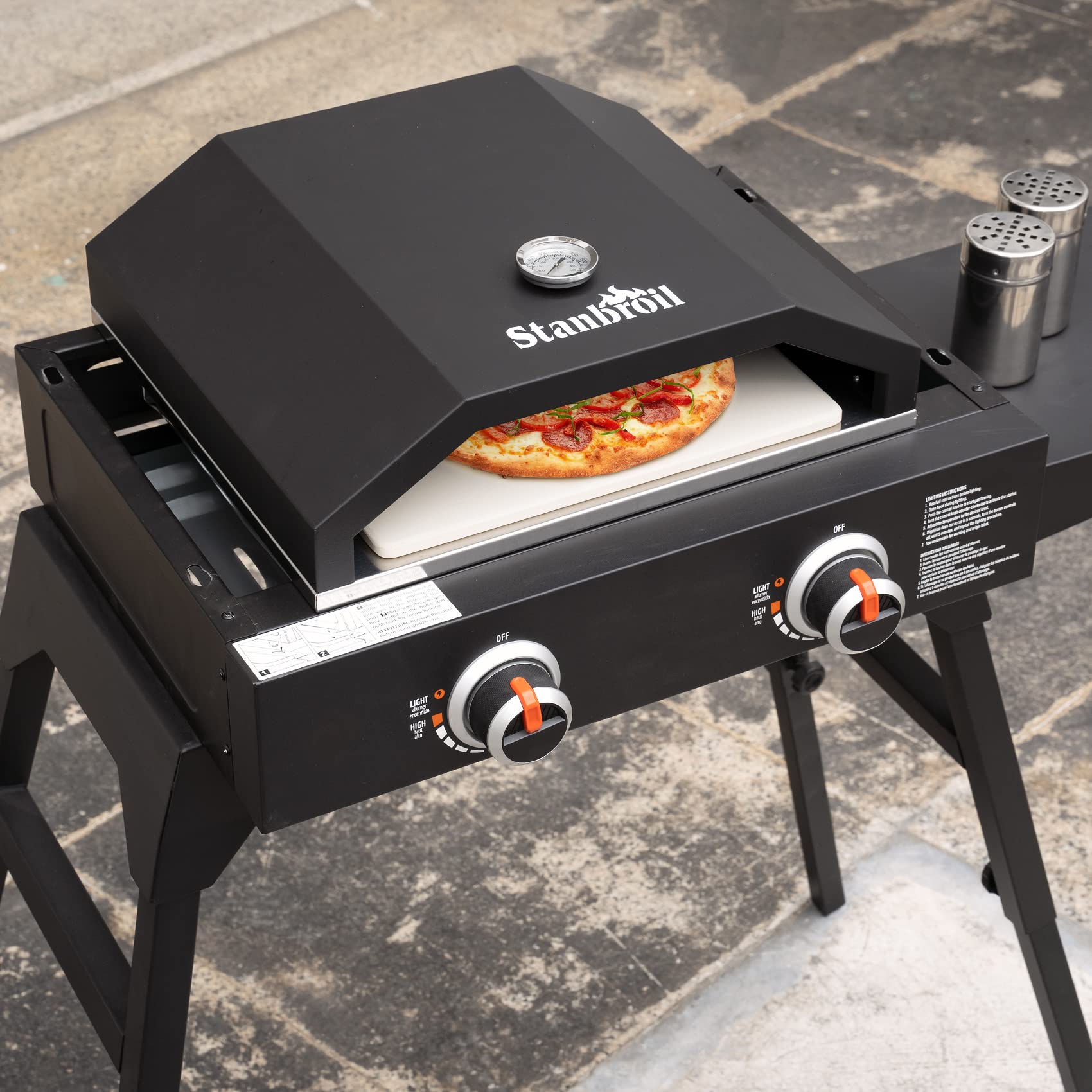 Stanbroil Outdoor Pizza Oven for Blackstone 17" or 22" Tabletop Griddles, Portable Pizza Maker with 13" Pizza Stone and Temperature Gauge, Blackstone Flat Top Gas Grill Accessories - CookCave