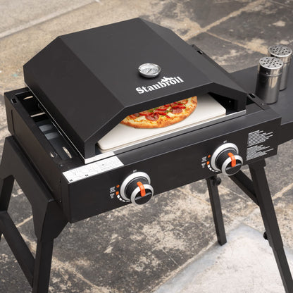 Stanbroil Outdoor Pizza Oven for Blackstone 17" or 22" Tabletop Griddles, Portable Pizza Maker with 13" Pizza Stone and Temperature Gauge, Blackstone Flat Top Gas Grill Accessories - CookCave