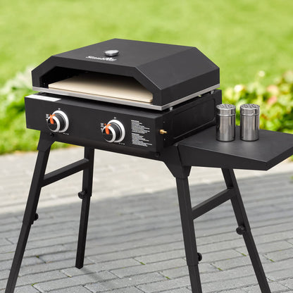 Stanbroil Outdoor Pizza Oven Pizza Maker for Blackstone 22", 28" Tabletop Griddles Cooking Station, Blackstone Flat Top Gas Grill Accessories with Temperature Gauge, 17.3 in. x 12 in. Pizza Stone - CookCave