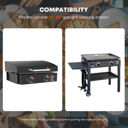 Stanbroil Outdoor Pizza Oven Pizza Maker for Blackstone 22", 28" Tabletop Griddles Cooking Station, Blackstone Flat Top Gas Grill Accessories with Temperature Gauge, 17.3 in. x 12 in. Pizza Stone - CookCave