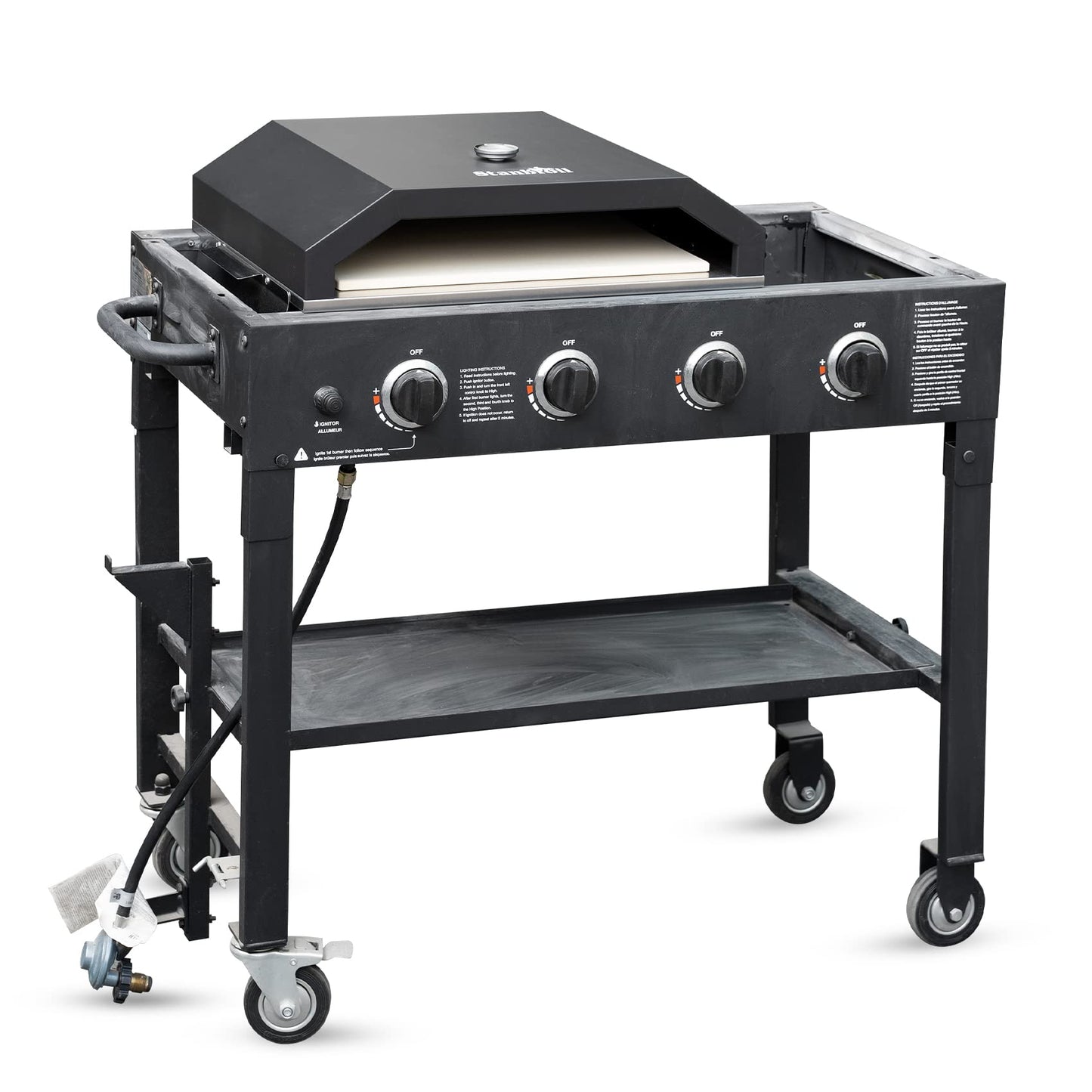 Stanbroil Pizza Oven for Blackstone 36" Gas Griddle Cooking Station, Outdoor Pizza Maker with Side Panels and Temperature Gauge, 17.7 in. x 13.7 in. Pizza Stone - CookCave