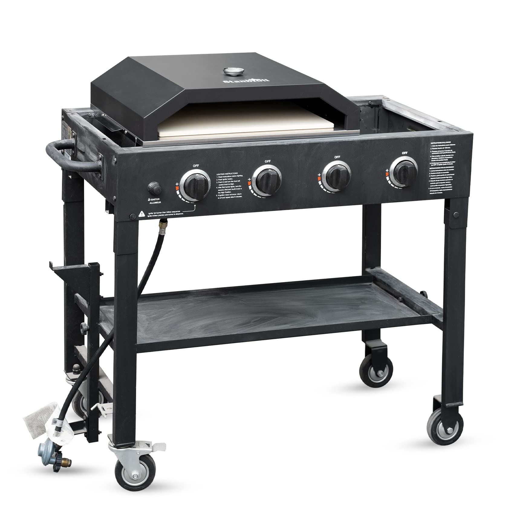 Stanbroil Pizza Oven for Blackstone 36" Gas Griddle Cooking Station, Outdoor Pizza Maker with Side Panels and Temperature Gauge, 17.7 in. x 13.7 in. Pizza Stone - CookCave