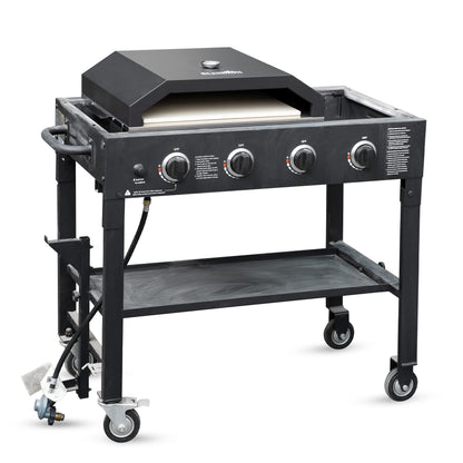 Stanbroil Pizza Oven for Blackstone 36" Gas Griddle Cooking Station, Outdoor Pizza Maker with Side Panels and Temperature Gauge, 17.7 in. x 13.7 in. Pizza Stone - CookCave