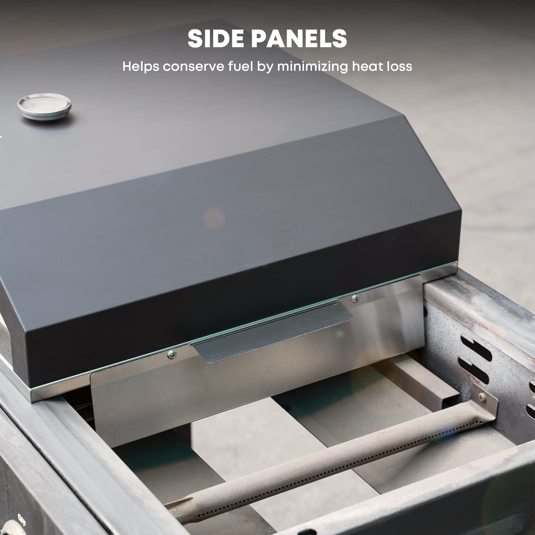 Stanbroil Pizza Oven for Blackstone 36" Gas Griddle Cooking Station, Outdoor Pizza Maker with Side Panels and Temperature Gauge, 17.7 in. x 13.7 in. Pizza Stone - CookCave
