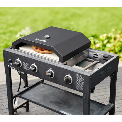 Stanbroil Pizza Oven for Blackstone 36" Gas Griddle Cooking Station, Outdoor Pizza Maker with Side Panels and Temperature Gauge, 17.7 in. x 13.7 in. Pizza Stone - CookCave