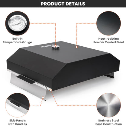 Stanbroil Pizza Oven for Blackstone 36" Gas Griddle Cooking Station, Outdoor Pizza Maker with Side Panels and Temperature Gauge, 17.7 in. x 13.7 in. Pizza Stone - CookCave
