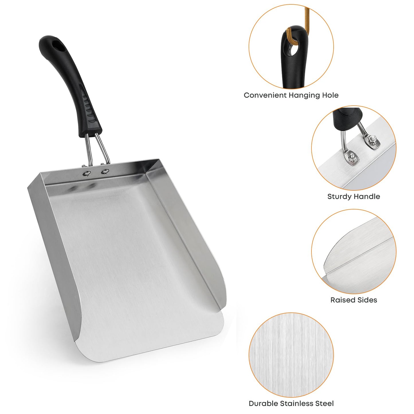Stanbroil Stainless Steel Griddle Mover Smash Burger Food Shovel Grill Spatula Great for Stir Fry and Move Food, 13" - CookCave
