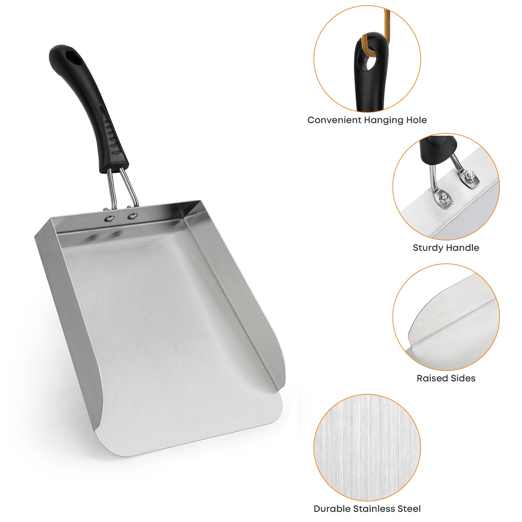 Stanbroil Stainless Steel Griddle Mover Smash Burger Food Shovel Grill Spatula Great for Stir Fry and Move Food, 13" - CookCave