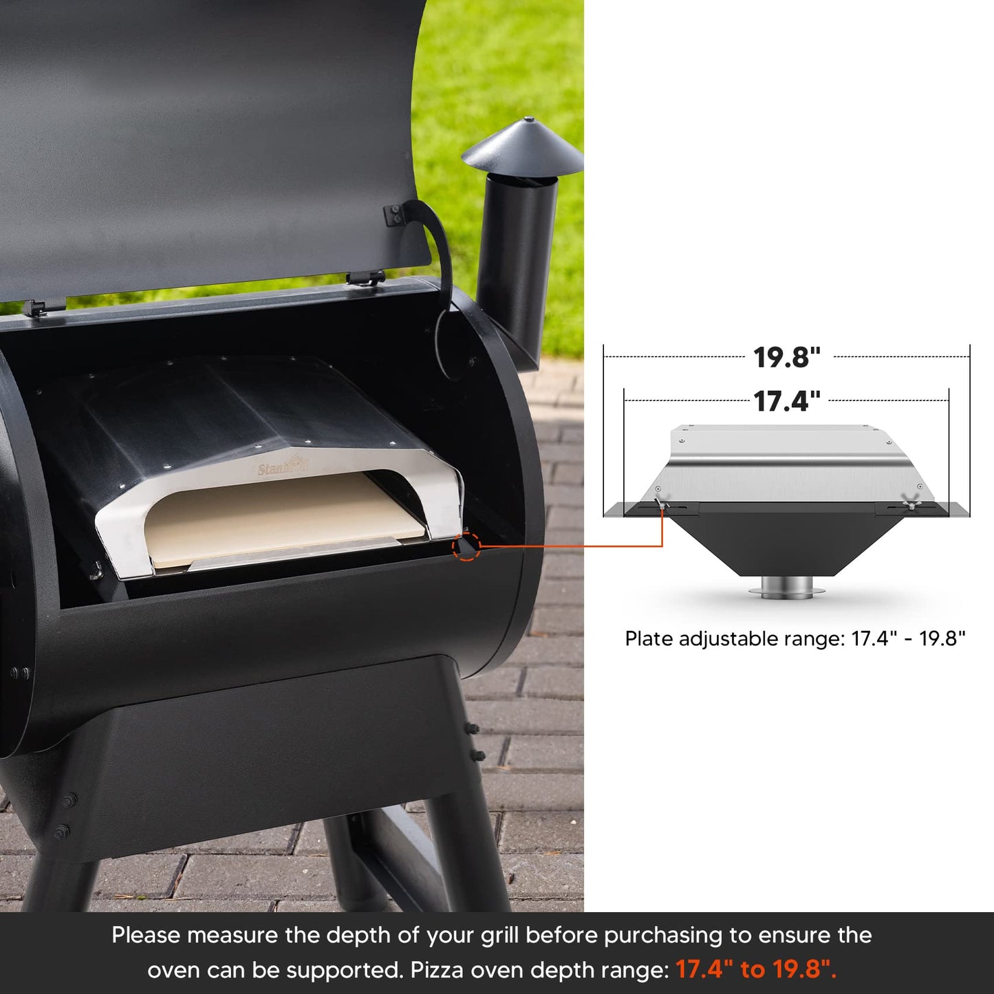 Stanbroil Wood Fired Pizza Oven Attachment Pizza Maker for Traeger, Pit Boss, Camp Chef, Green Mountain Grills, Z Grills, Smokin Brothers Pellet Grills, Silver - CookCave