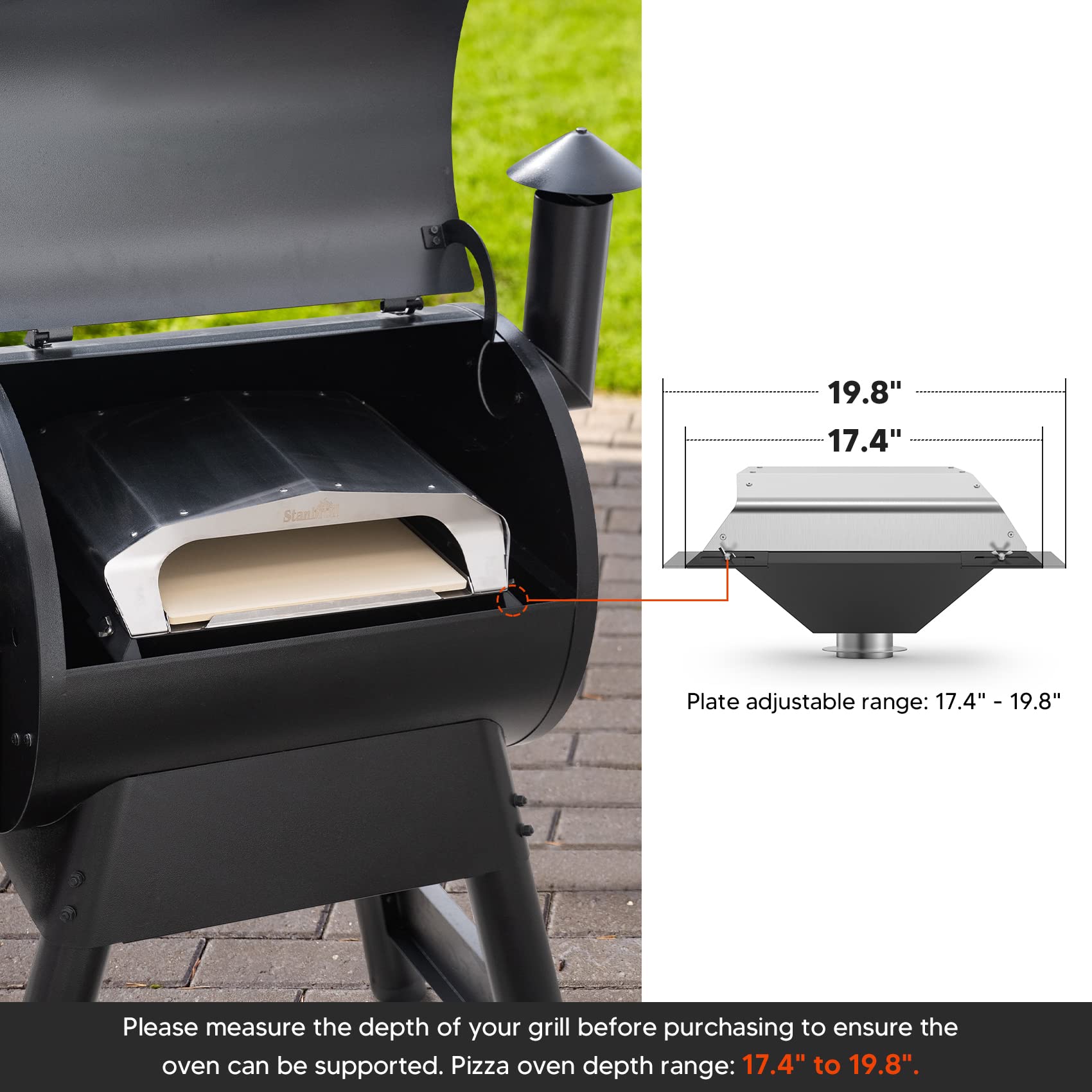 Stanbroil Wood Fired Pizza Oven Attachment Pizza Maker for Traeger, Pit Boss, Camp Chef, Green Mountain Grills, Z Grills, Smokin Brothers Pellet Grills, Silver - CookCave