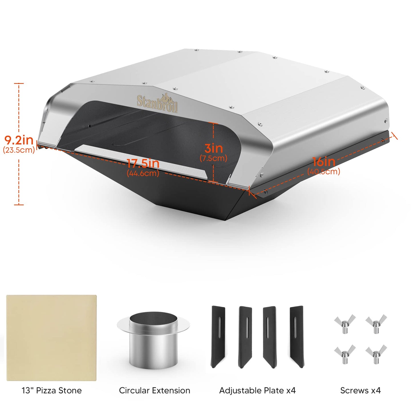 Stanbroil Wood Fired Pizza Oven Attachment Pizza Maker for Traeger, Pit Boss, Camp Chef, Green Mountain Grills, Z Grills, Smokin Brothers Pellet Grills, Silver - CookCave