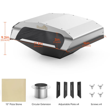 Stanbroil Wood Fired Pizza Oven Attachment Pizza Maker for Traeger, Pit Boss, Camp Chef, Green Mountain Grills, Z Grills, Smokin Brothers Pellet Grills, Silver - CookCave