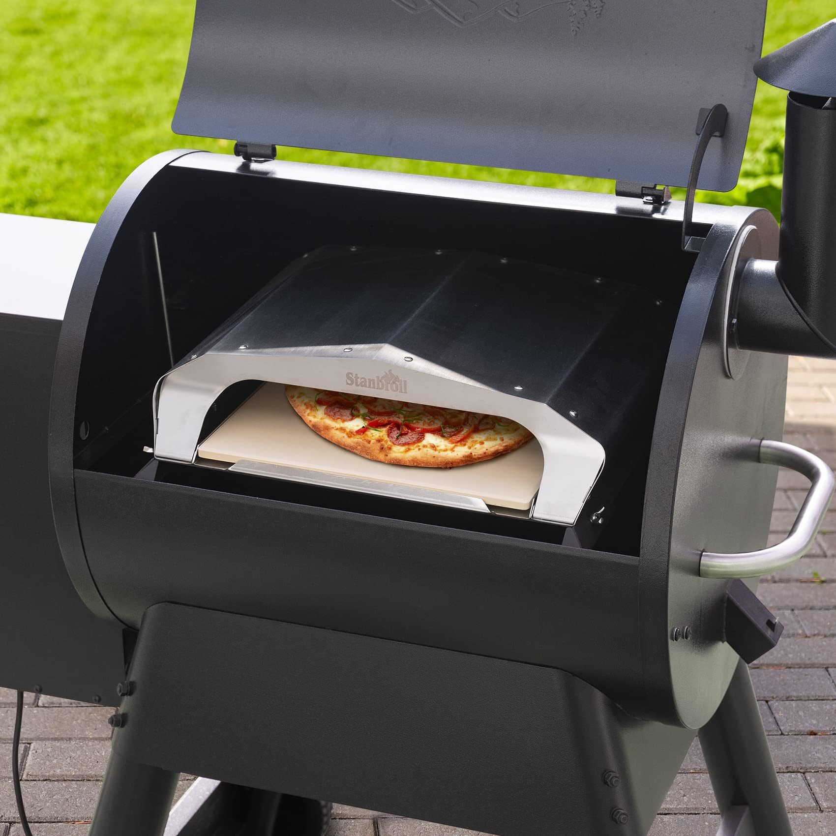 Stanbroil Wood Fired Pizza Oven Attachment Pizza Maker for Traeger, Pit Boss, Camp Chef, Green Mountain Grills, Z Grills, Smokin Brothers Pellet Grills, Silver - CookCave