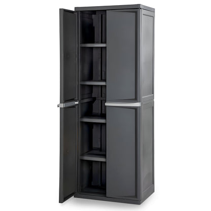 Sterilite 4 Shelf Cabinet, Lockable Utility Storage w/ Adjustable Shelves, Gray - Plastic Shelving Unit for Organizing Garage, Pantry, Basement, Laundry Room or Mudroom - CookCave