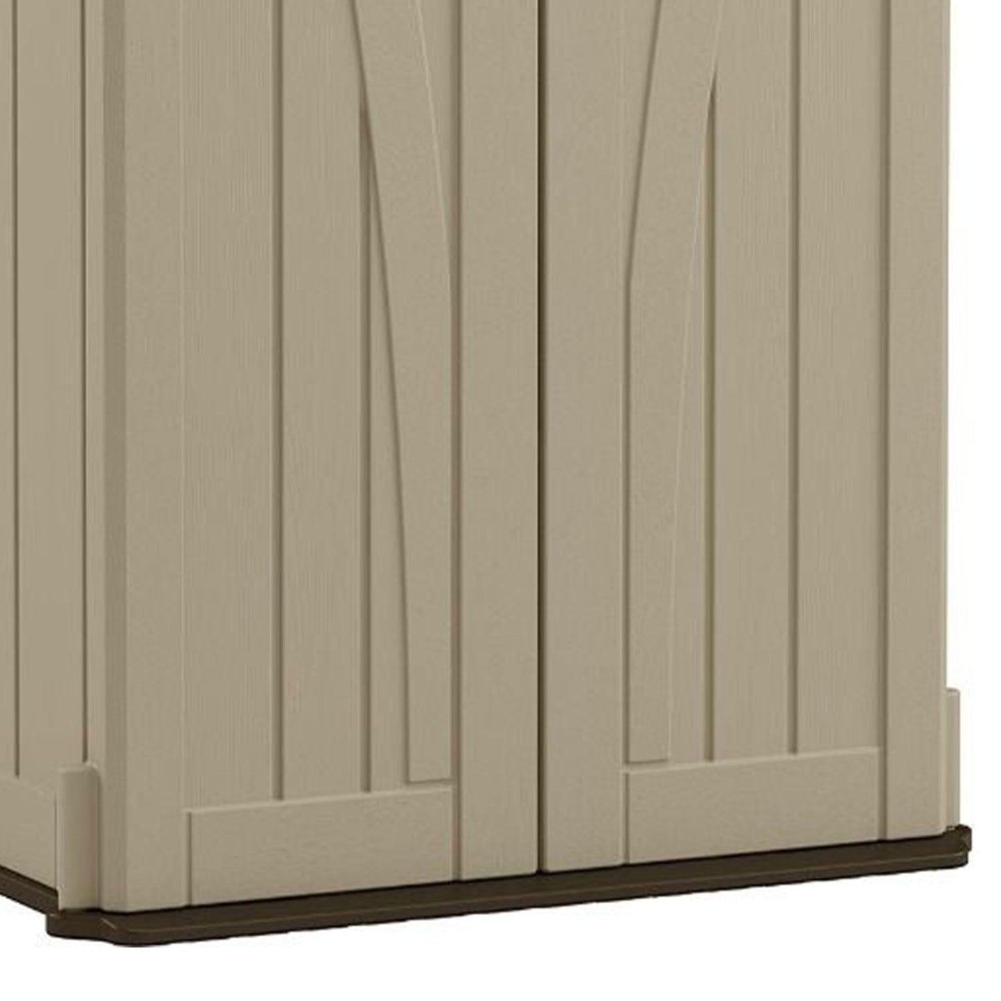 Suncast 22 Cubic Feet Capacity Tall Plastic Vertical Outdoor Shed for Garden, Backyard, Patio, or Pool Supplies Storage, Brown - CookCave