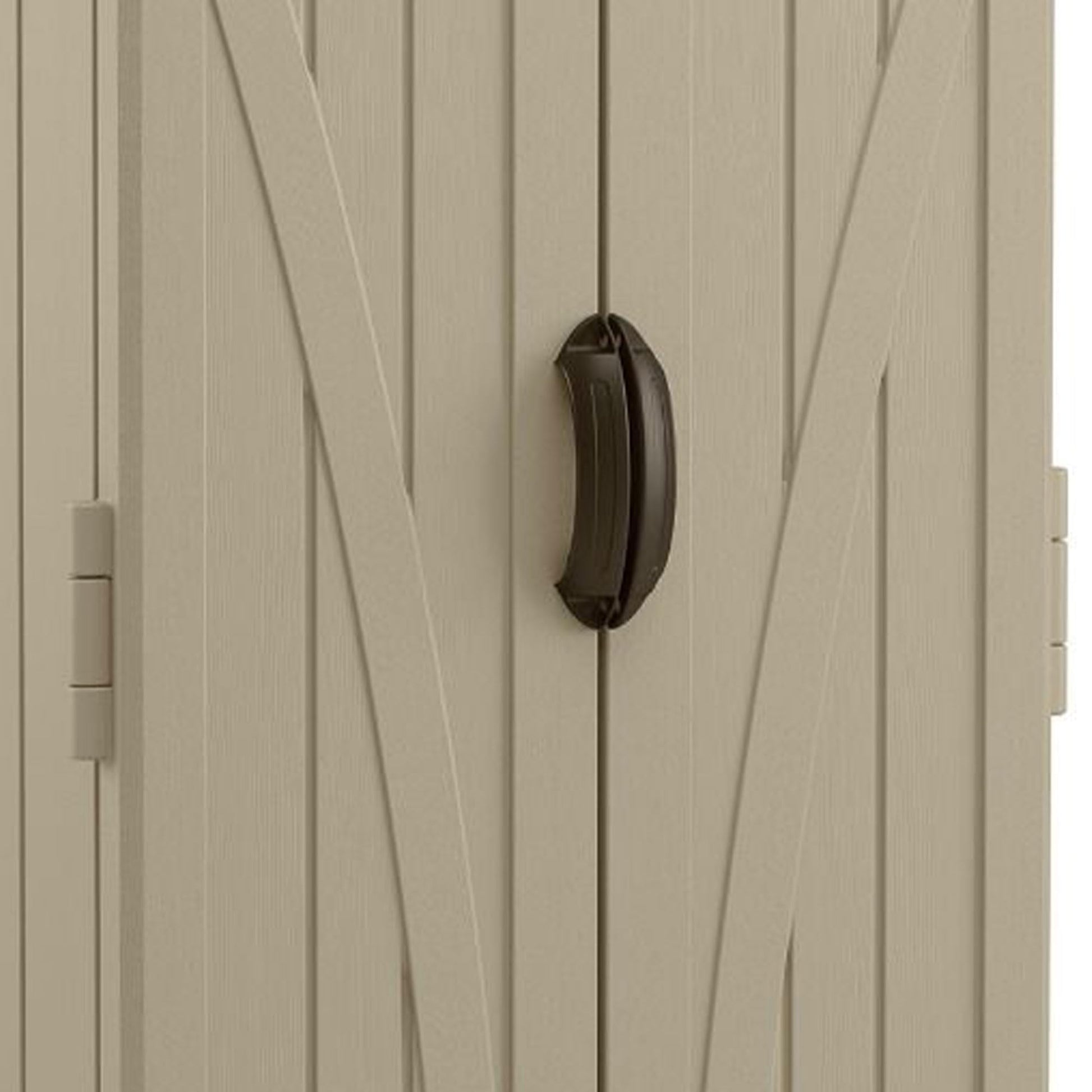 Suncast 22 Cubic Feet Capacity Tall Plastic Vertical Outdoor Shed for Garden, Backyard, Patio, or Pool Supplies Storage, Brown - CookCave