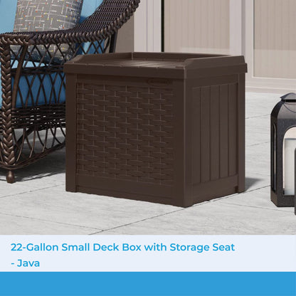 Suncast 22 Gallon Small Resin Storage Seat, Java, SSW600J - CookCave