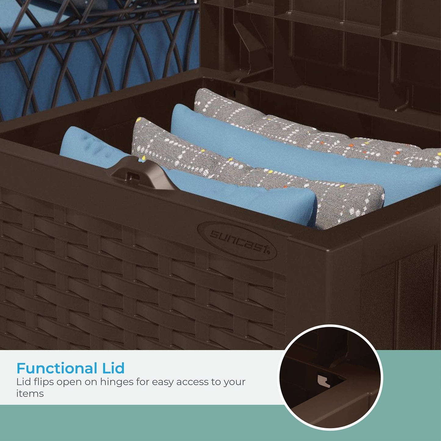 Suncast 22 Gallon Small Resin Storage Seat, Java, SSW600J - CookCave