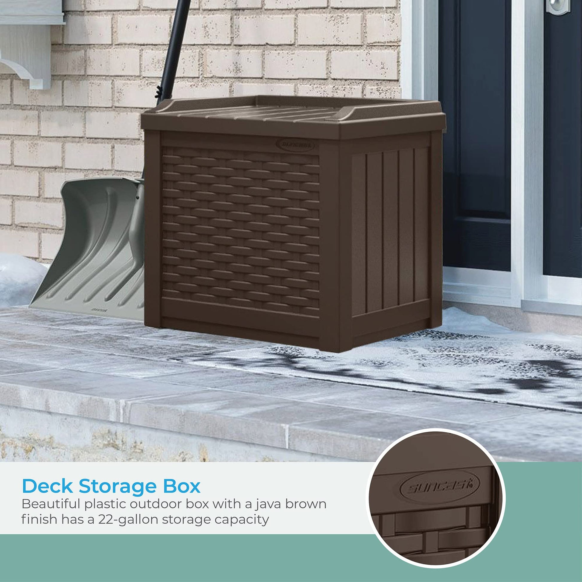 Suncast 22 Gallon Small Resin Storage Seat, Java, SSW600J - CookCave