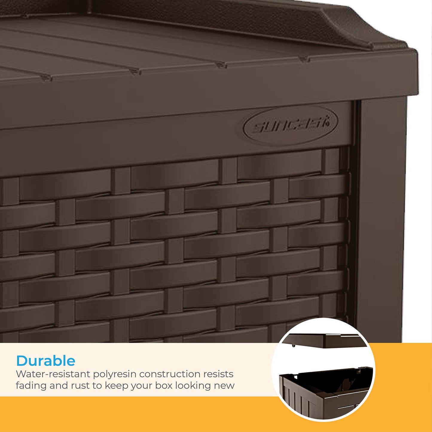 Suncast 22 Gallon Small Resin Storage Seat, Java, SSW600J - CookCave