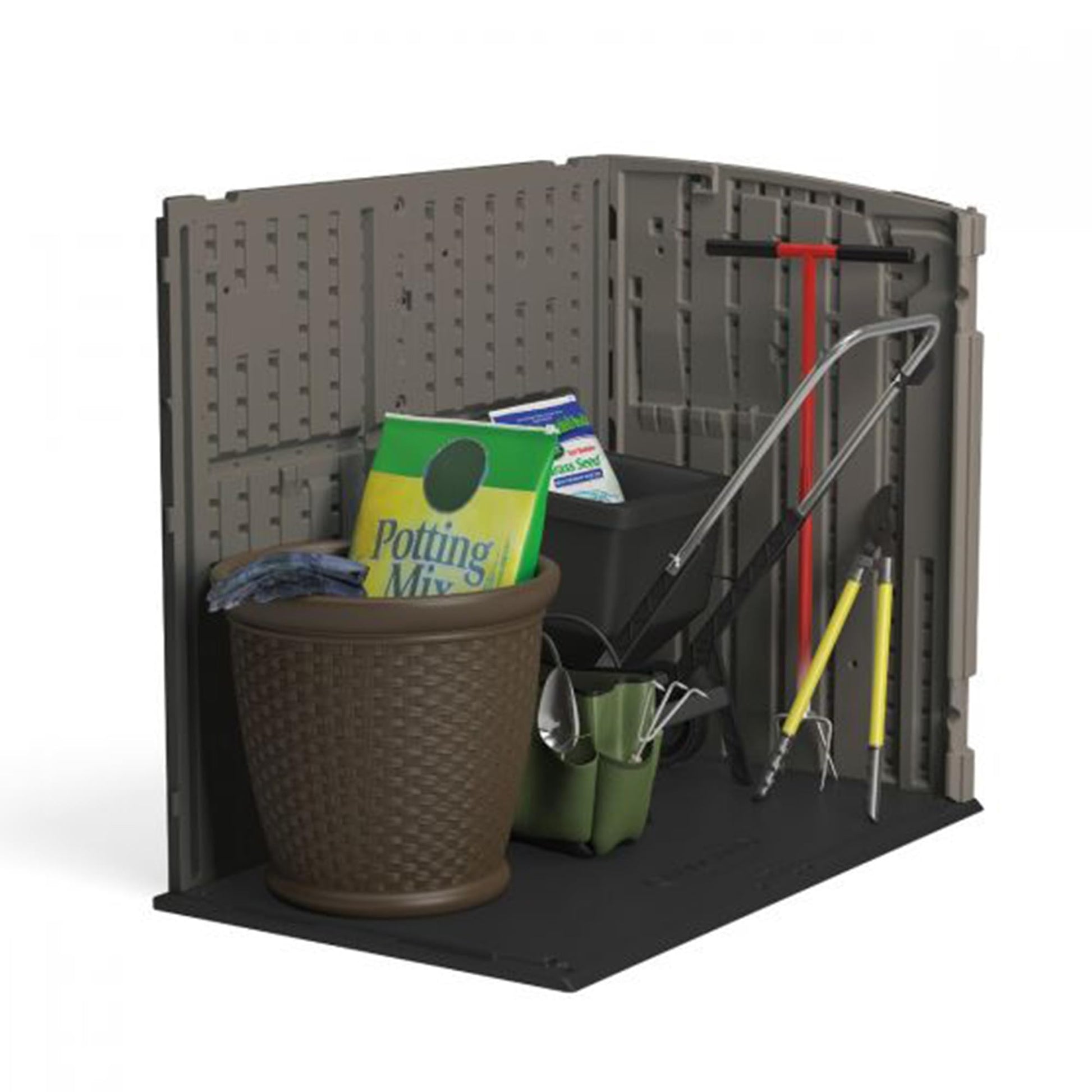 Suncast 34 Cu. Ft. Horizontal Shed for Outdoor Storage w/Locking System, Stoney/Black - CookCave