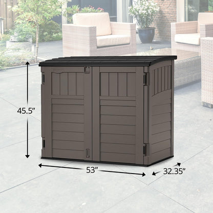 Suncast 34 Cu. Ft. Horizontal Shed for Outdoor Storage w/Locking System, Stoney/Black - CookCave