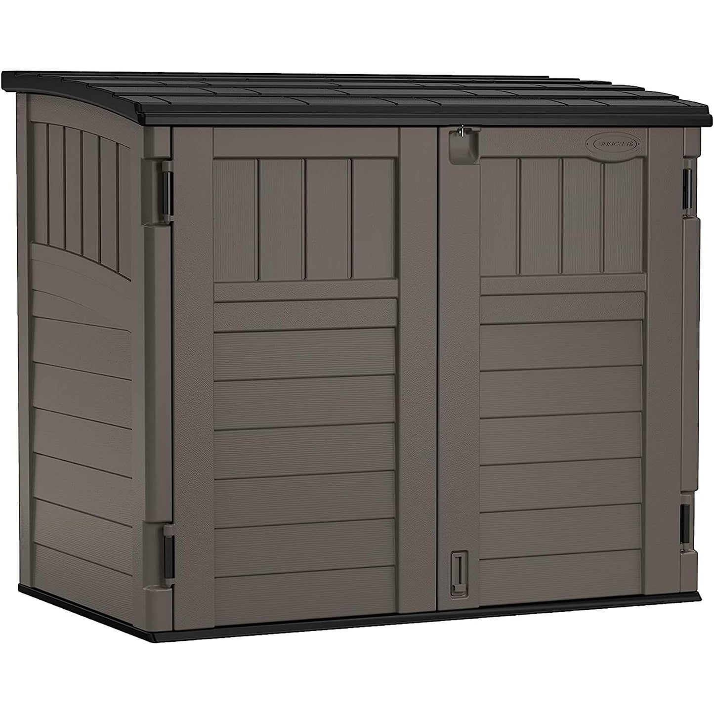 Suncast 34 Cu. Ft. Horizontal Shed for Outdoor Storage w/Locking System, Stoney/Black - CookCave
