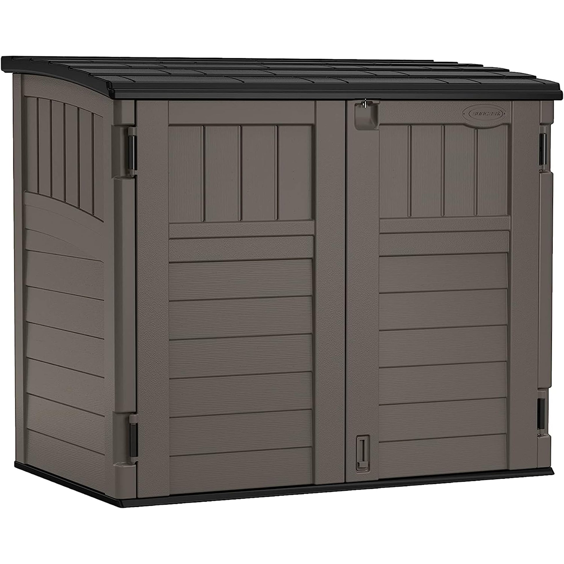 Suncast 34 Cu. Ft. Horizontal Shed for Outdoor Storage w/Locking System, Stoney/Black - CookCave